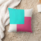 ターコイズホットピンクホワイトカラーブロック クッション (ブランケット)