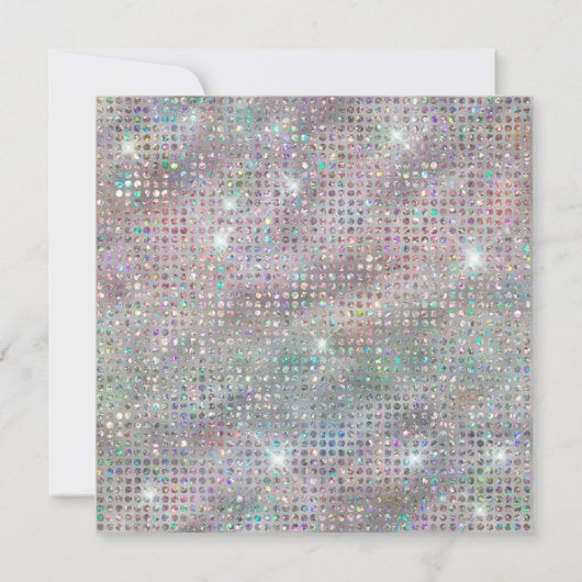 ターコイズホログラフダイヤモンドスタッドフォイル誕生日 招待状 (裏面)