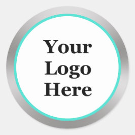 ターコイズホワイトとシルバーロゴはこちらテンプレート ラウンドシール