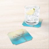 ターコイズホワイトアクアブルースターフィッシュビーチ結婚式 ペーパーコースター (インサイチュ)