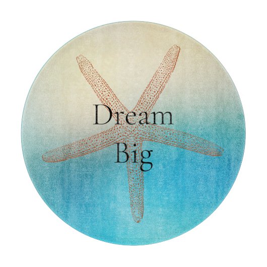 ターコイズホワイトアクアブルースターフィッシュビーチ カッティングボード (正面)