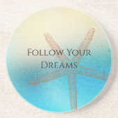 ターコイズホワイトアクアブルースターフィッシュビーチ コースター (正面)