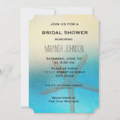 ターコイズホワイトアクアブルースターフィッシュブライダルシャワー 招待状 (正面)