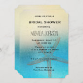 ターコイズホワイトアクアブルースターフィッシュブライダルシャワー 招待状 (正面/裏面)