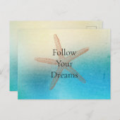 ターコイズホワイトアクアブルービーチヒトデ ポストカード (正面/裏面)