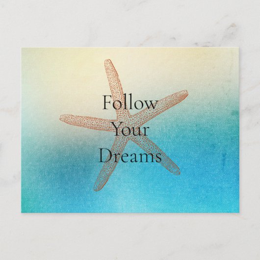 ターコイズホワイトアクアブルービーチヒトデ ポストカード (正面)