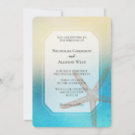 ターコイズホワイトアクアブルービーチ結婚式 招待状