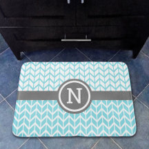 ターコイズホワイトシェブロンパターンモノグラムグレーはっきりした