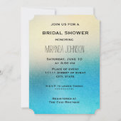 ターコイズホワイトシックアクアブルーブライダルシャワー 招待状 (正面)