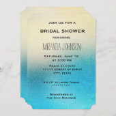 ターコイズホワイトシックアクアブルーブライダルシャワー 招待状 (正面/裏面)