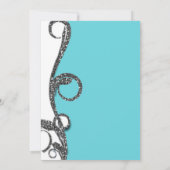 ターコイズホワイトシルバーグリッター スワール スイート16パーティ 招待状 (裏面)