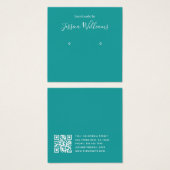 ターコイズホワイトスクリプトQRコードイヤリングディスカード (正面&裏面)