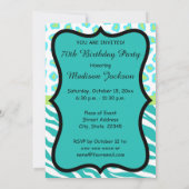 ターコイズホワイトゼブラヒョウ70th誕生日パーティー 招待状 (裏面)