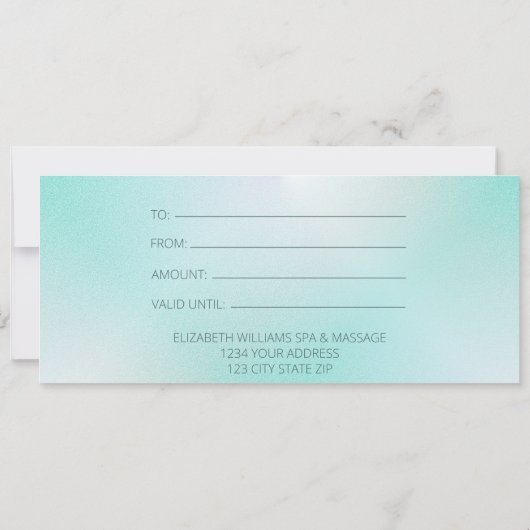 ターコイズホワイトタートルギフト券 (裏面)