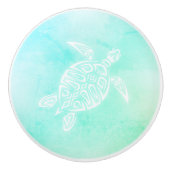 ターコイズホワイトタートル沿岸海洋 セラミックノブ (正面)