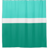 ターコイズホワイトティール(緑がかった色)カラーブロックスタイルデザイン シャワーカーテン (正面)