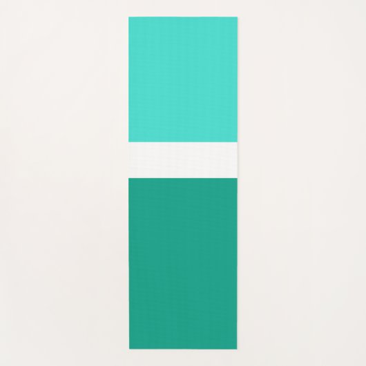 ターコイズホワイトティール（緑がかった色）カラーブロックスタイルデザイン ヨガマット (正面)