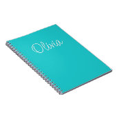 ターコイズホワイトティール(緑がかった色) パーソナライズされた ノートブック (右側)