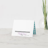 ターコイズホワイトハウンドストゥース オーダーメイド サンクスカード サンキューカード (裏面)