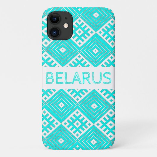 ターコイズホワイトフォークプリントベラルーシiPhone 11ケース Case-Mate iPhoneケース (裏面)
