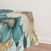 ターコイズホワイトフラワーゴールデン葉 テーブルクロス (インサイチュ)