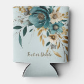 ターコイズホワイトフラワーゴールデン葉 缶クーラー (正面)