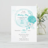 ターコイズホワイトフローラリース誕生日パーティー 招待状 (スタンド正面)