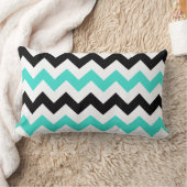 ターコイズホワイトブラックジグザグ ランバークッション (ブランケット)