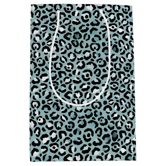 ターコイズホワイトブルーレオパード ミディアムペーパーバッグ (正面)