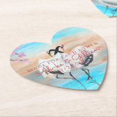 ターコイズホワイトベージュアジアンタンチョクレーン ペーパーコースター (アングル)