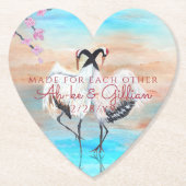 ターコイズホワイトベージュアジアンタンチョクレーン ペーパーコースター (正面)