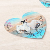 ターコイズホワイトベージュアジアンタンチョクレーン ペーパーコースター (アングル)