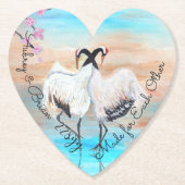 ターコイズホワイトベージュアジアンタンチョクレーン ペーパーコースター (正面)