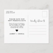 ターコイズホワイトミニマル結婚リスト 案内ポストカード (裏面)