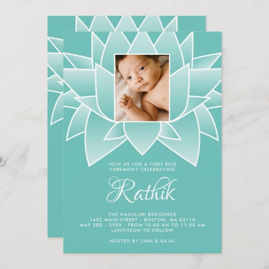 ターコイズホワイトロス一枚目の写真 招待状 (正面/裏面)