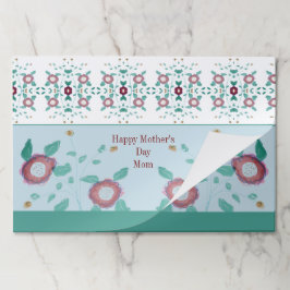 ターコイズホワイト及びピンク紙ランチョンマット ペーパーパッド