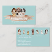 ターコイズホワイト小型犬グルーマー 名刺 (正面/裏面)