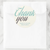 ターコイズホワイト書道ありがとうシール ラウンドシール (バッグ)