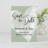 ターコイズホワイト水彩ハート Save the Date カード (スタンド正面)
