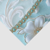 ターコイズホワイト花柄ティッシュペーパー 薄葉紙 (詳細)