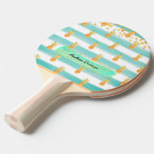 ターコイズホワイト金ゴールドパイナップルサマー 卓球ラケット (正面アングル)