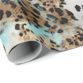 ターコイズホワイト金ゴールドブラックレオパード ラッピングペーパー (ロールコーナー)