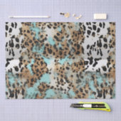 ターコイズホワイト金ゴールドブラックレオパード 薄葉紙 (クラフト)