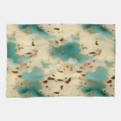 ターコイズホワイト金ゴールド牛革 キッチンタオル (横)