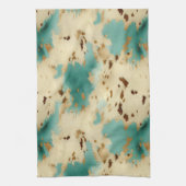 ターコイズホワイト金ゴールド牛革 キッチンタオル (縦)