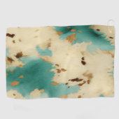 ターコイズホワイト金ゴールド牛革 ゴルフタオル (横)