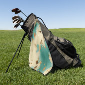 ターコイズホワイト金ゴールド牛革 ゴルフタオル (グリーン)