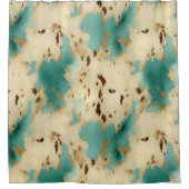 ターコイズホワイト金ゴールド牛革 シャワーカーテン (正面)