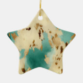 ターコイズホワイト金ゴールド牛革 セラミックオーナメント (正面)