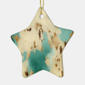 ターコイズホワイト金ゴールド牛革 セラミックオーナメント (左)